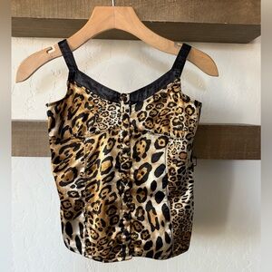 Guess|Vintage y2k Leopard Print Satin Camisole Top,XS•••Animal printed style